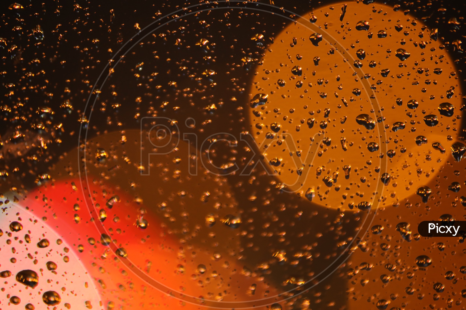 Water Droplets on a Glass With Led Light  Bokeh in Background