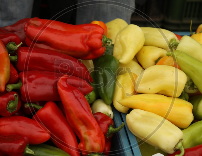 Bell Pepper Closeup Shot in a Supermarket