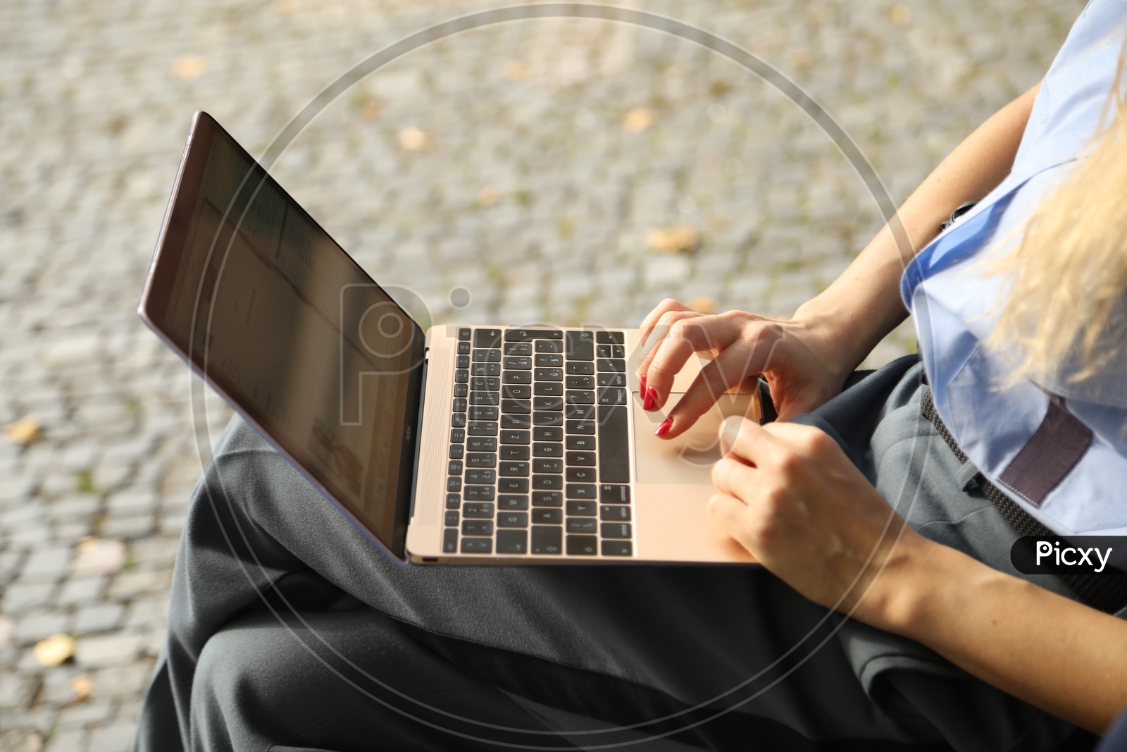 A woman   Working on Laptop