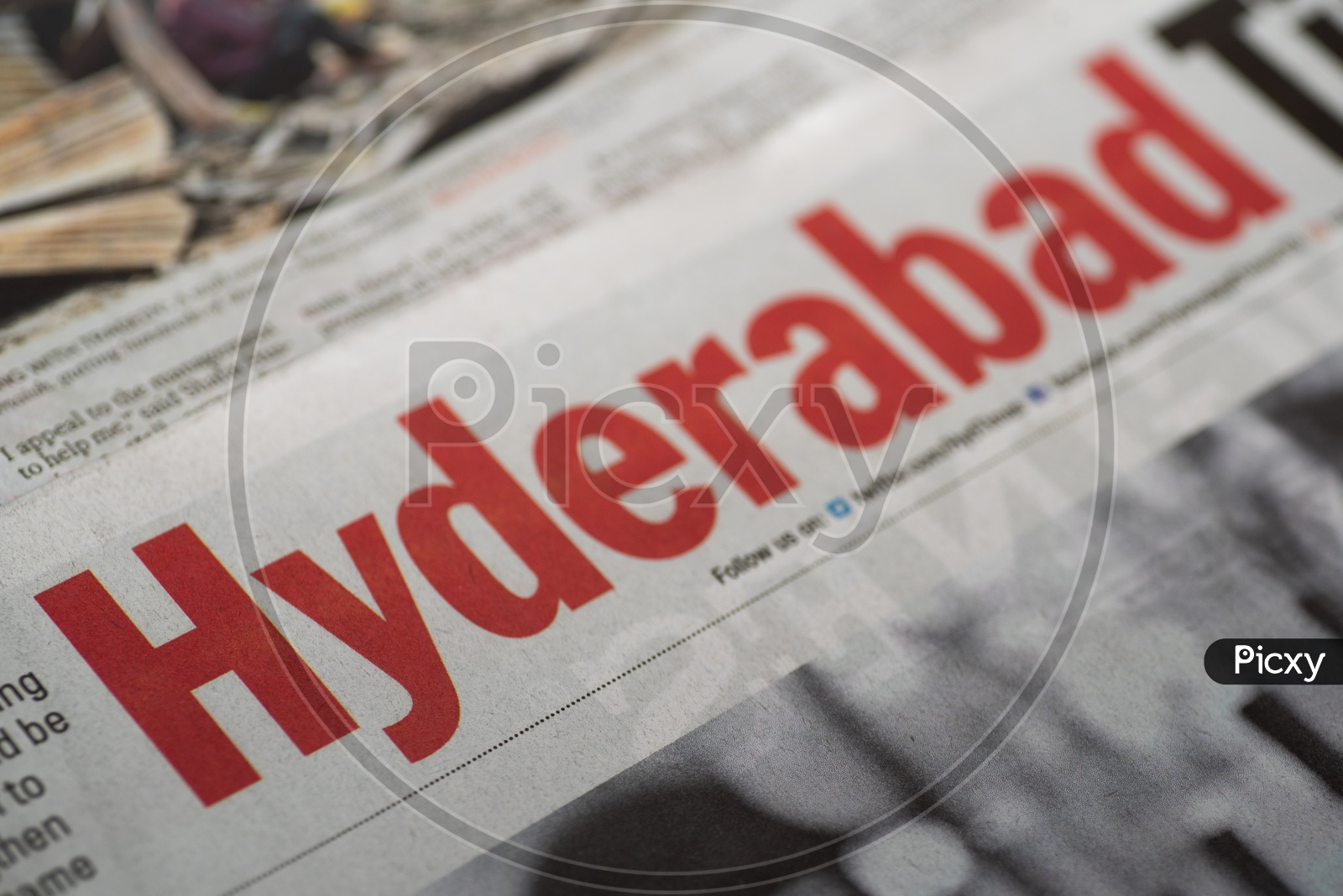 Indian English Daily News Paper Hyderabad Times Header Line Closeup Chot