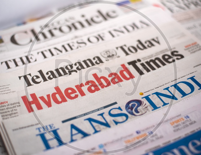 Indian English Daily NewsPapers Names  Headers Closeup Shot