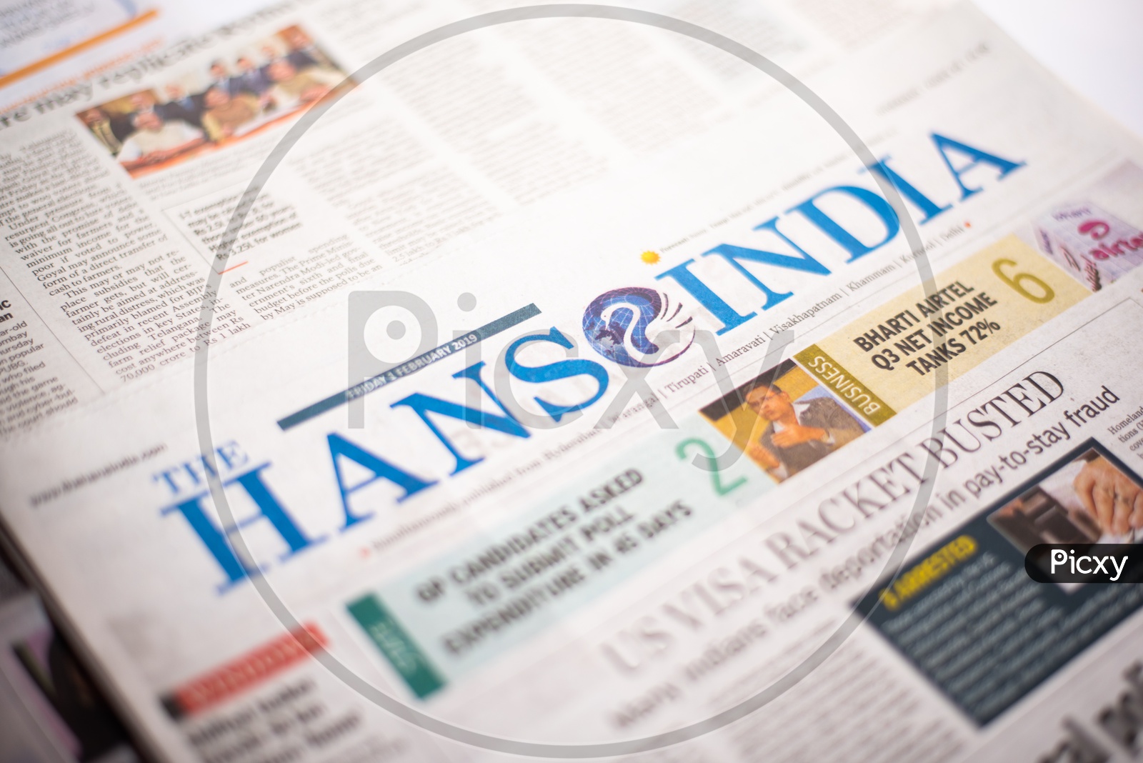 Hans India , An English Daily Newspaper Header Closeup Shot