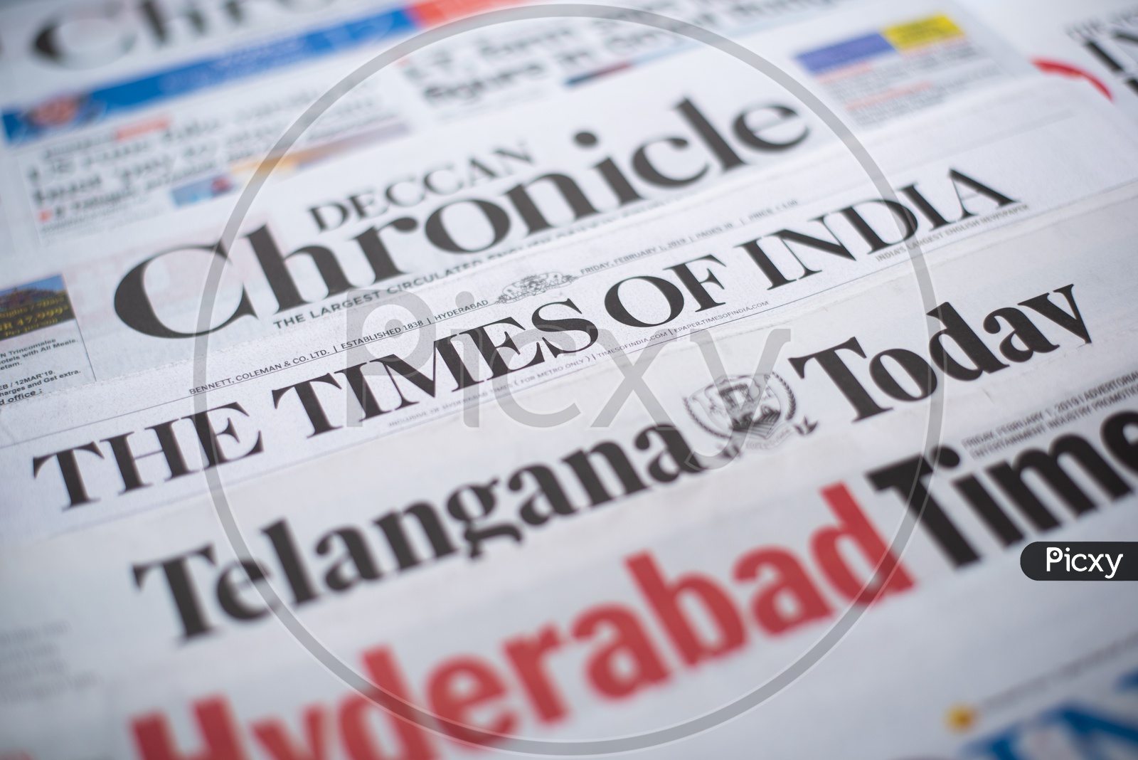 Indian English Daily NewsPapers Names  Headers Closeup Shot