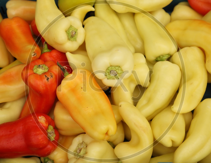 Bell Pepper in a Supermarket  Closeup Shot