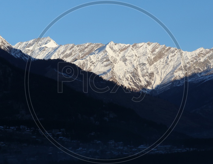 Landscapes of Manali - Snow capped Mountains & trees