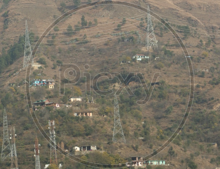 Electricity transmission lines in the hills