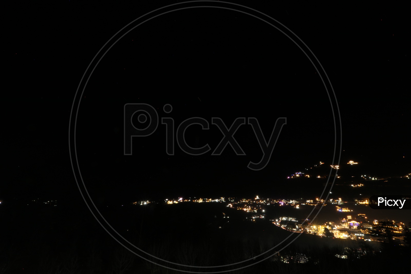 Night view of the town in hills