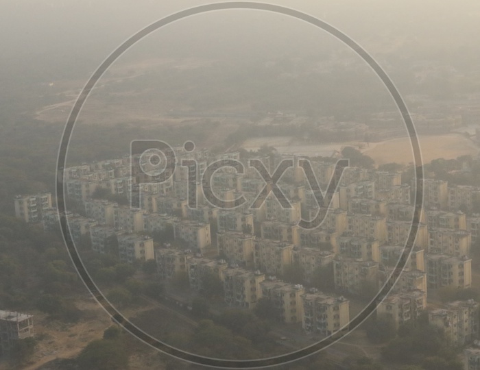 View of Delhi city from the aeroplane