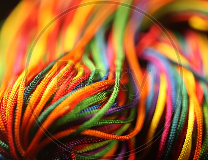 Close up shot of colorful threads