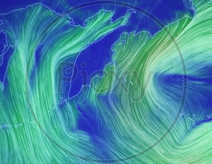 Image of A Graphical weather representation Of Earth Globe With Blue ...