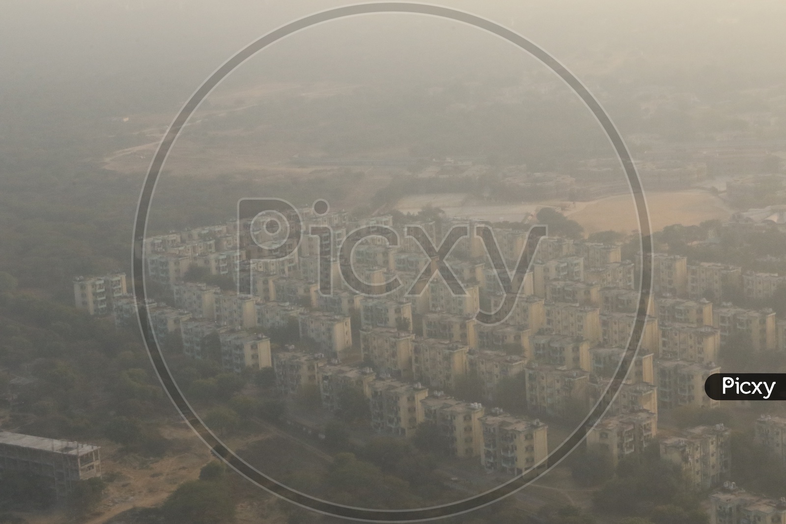 View of Delhi city from the aeroplane