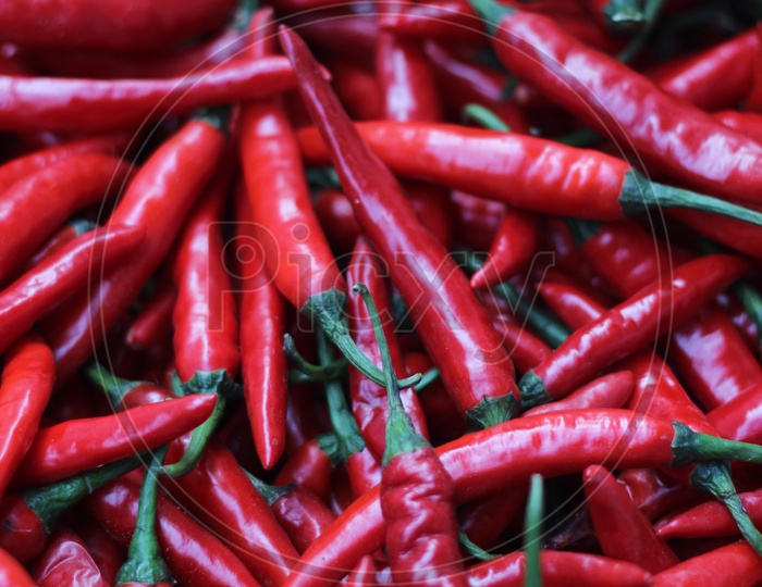Close up shot of red chillies