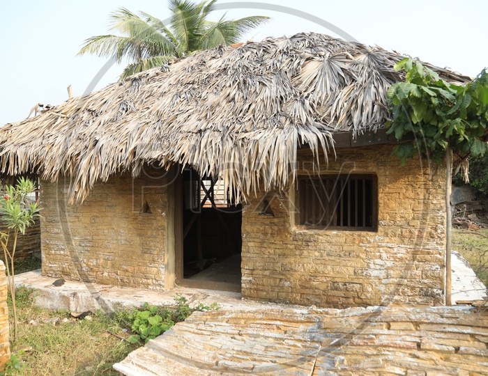 Huts with thatched roof