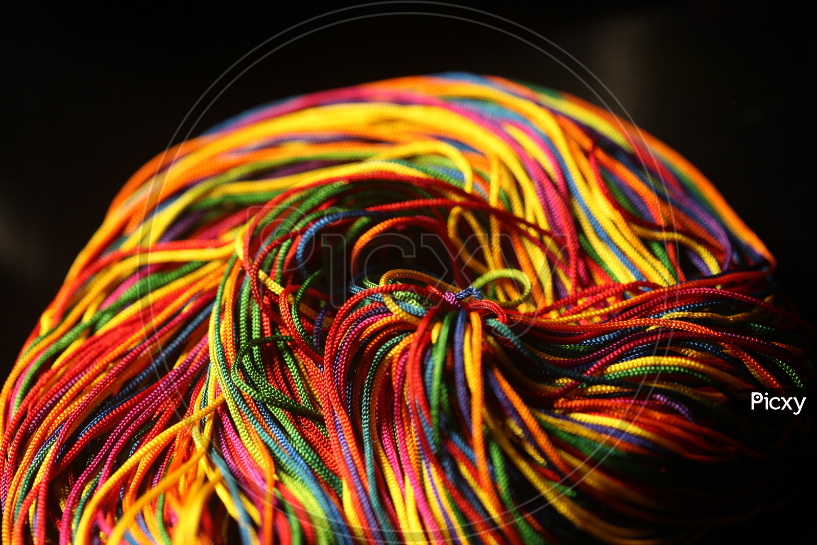 Close up shot of colorful threads