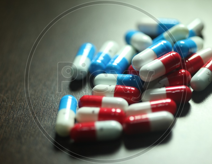 Medicinal Capsules Isolated On a Black Background