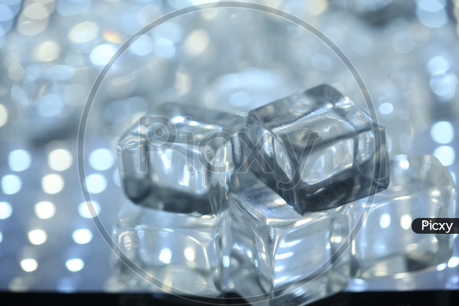 Ice Cubes / Glass Crystal Cubes Closeup Presentation