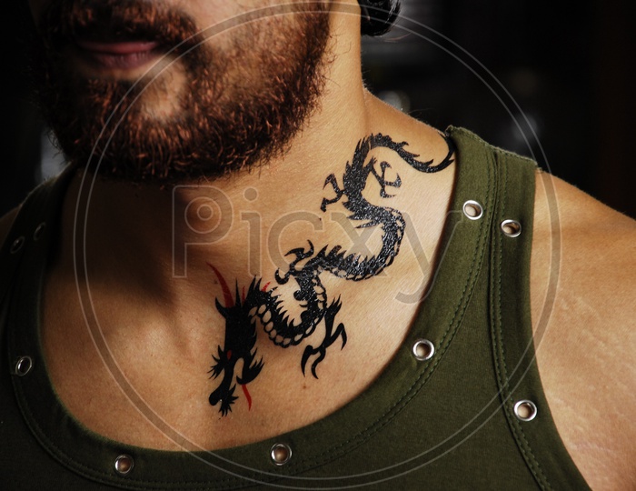 Tattoo on a man's neck