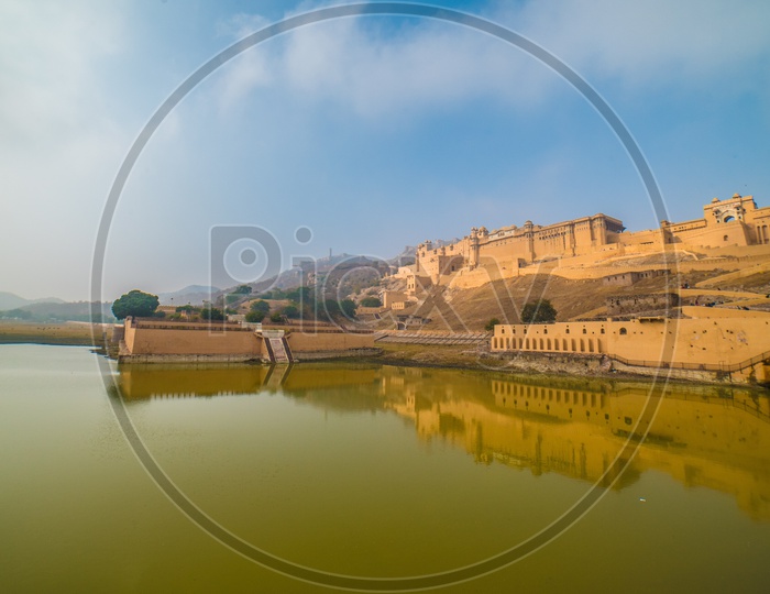 amer fort and reflection