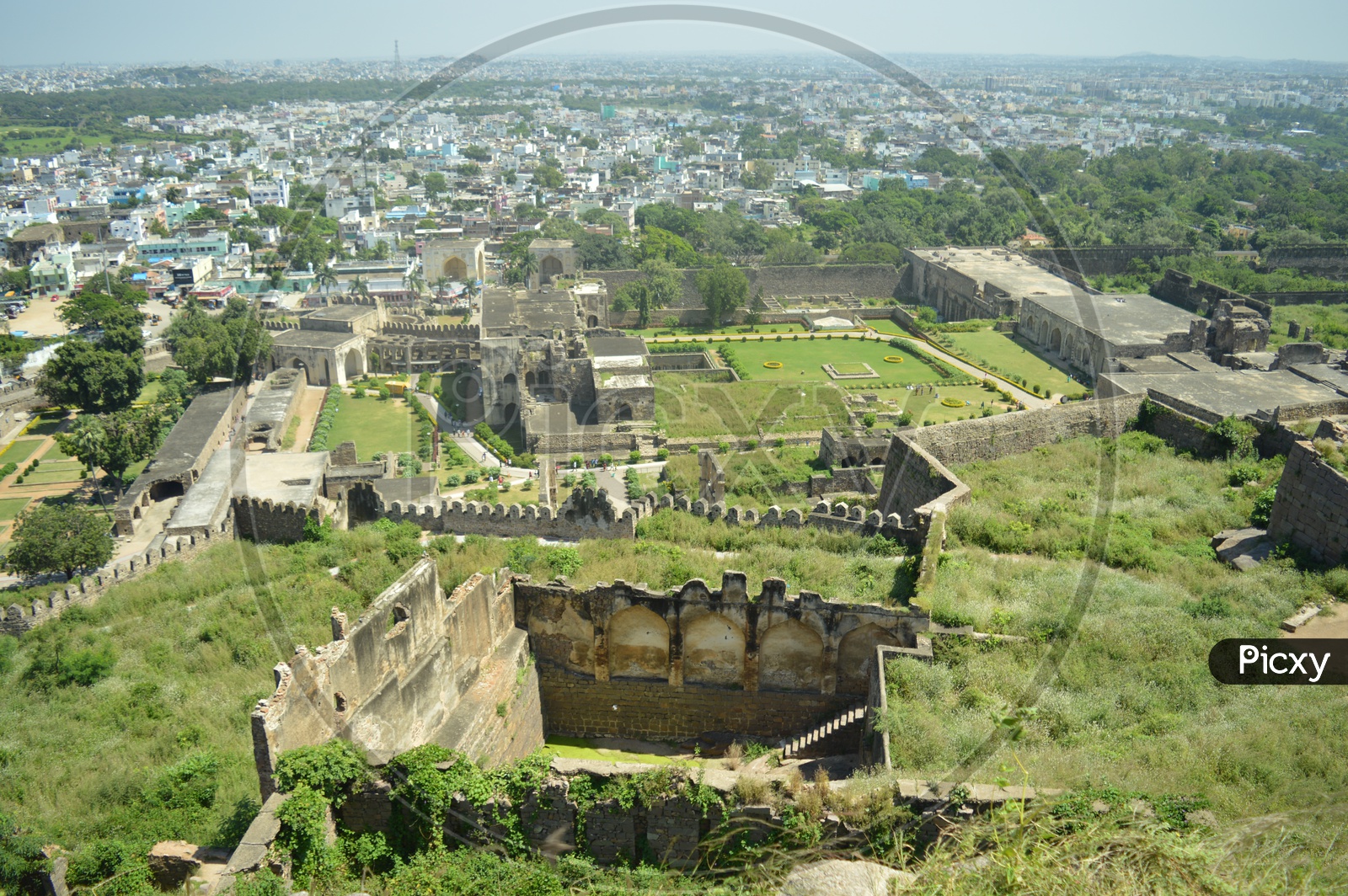 Aerial View Of City Scape From Golconda Fort