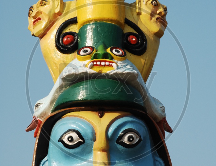Totem poles Closeup Shot
