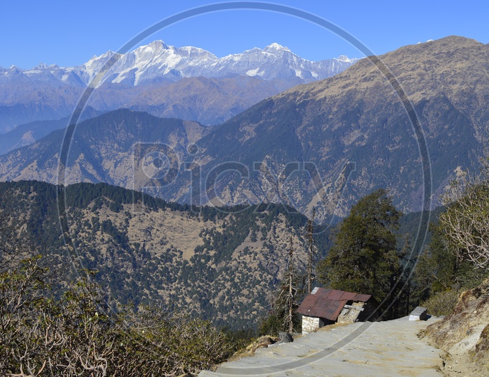 snow-capped mountains of Chopta