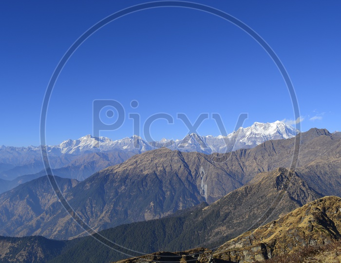 Beautiful Landscape of Snow Capped Mountains of Chopta