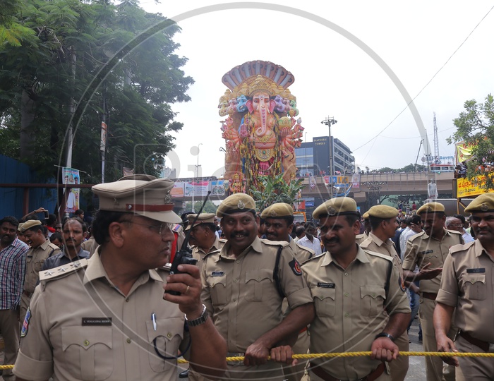Police officers in khairatabad ganesh nimajjanam