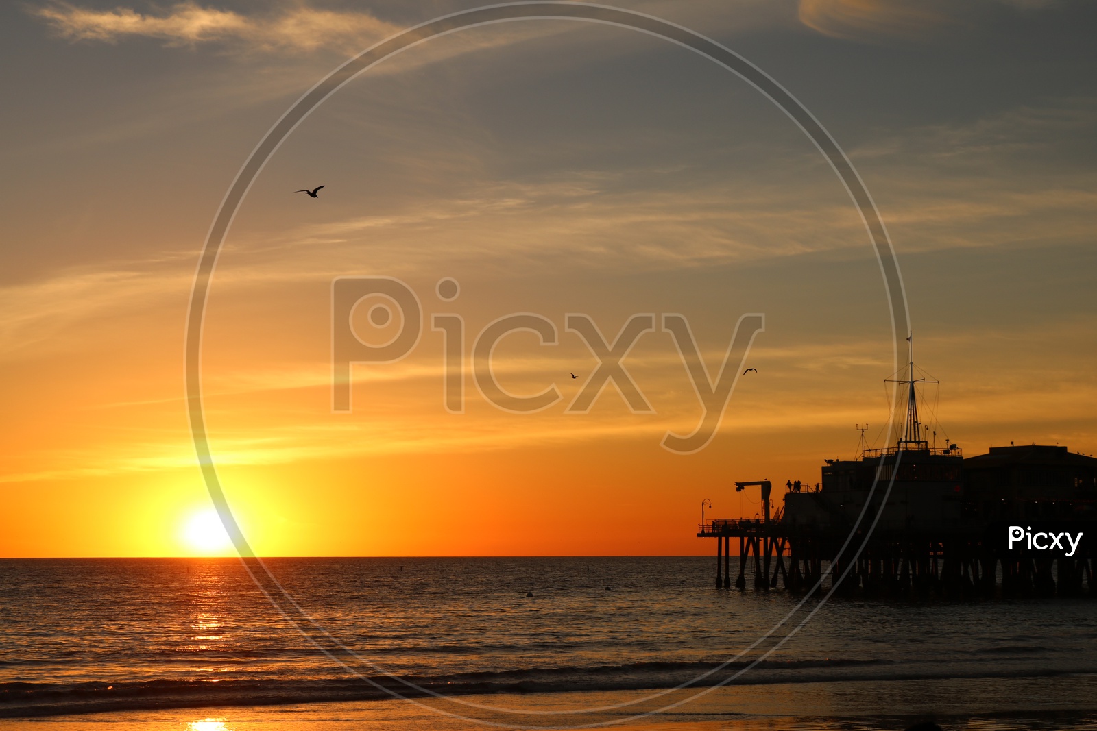 Santa Monica pier sunset - silhouette