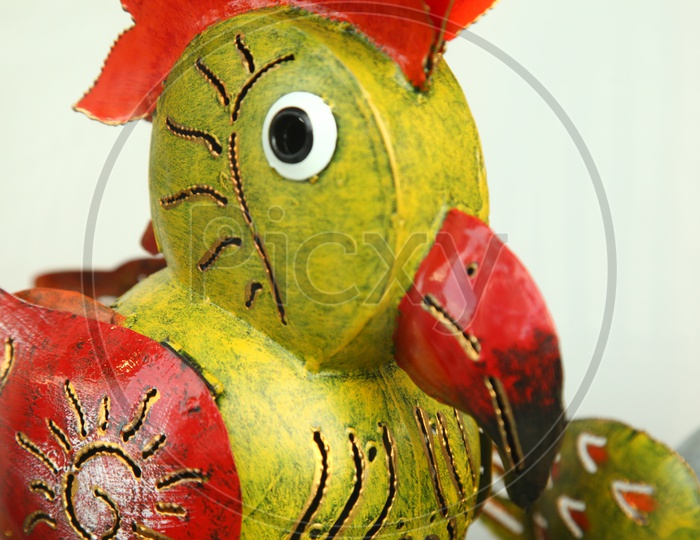 Closeup shot of a toy parrot
