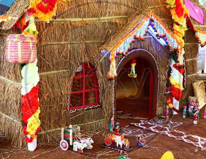 Small hut decorated for a hindu festival