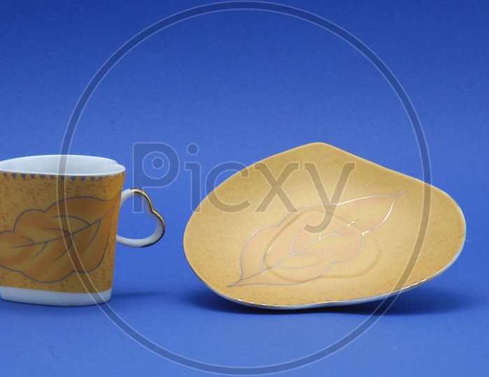Coffee Cup Of a Love Shaped With Saucer