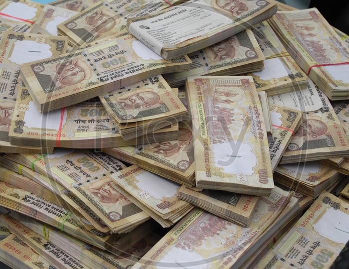 Indian Old Currency bundles   Closeup Shot