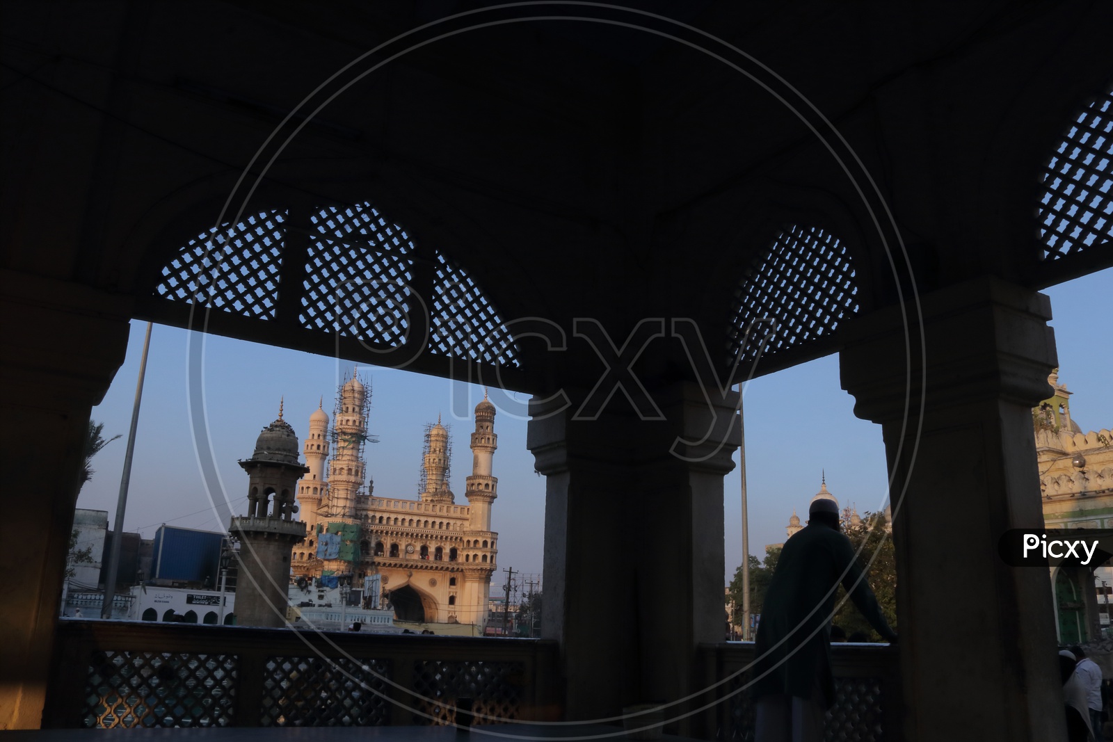 Beautiful Charminar view from Mecca Masjid Arch