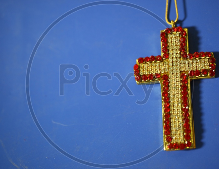 A Cross with a blue background