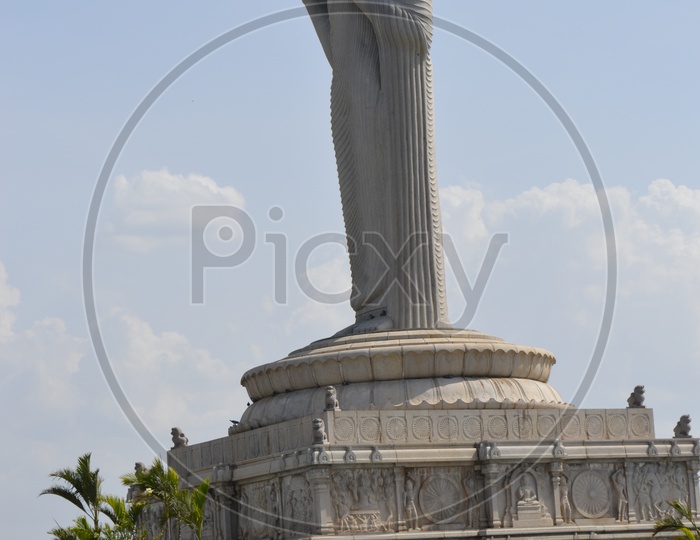 Beautiful Buddha Statue in Hussain Sagar in side view