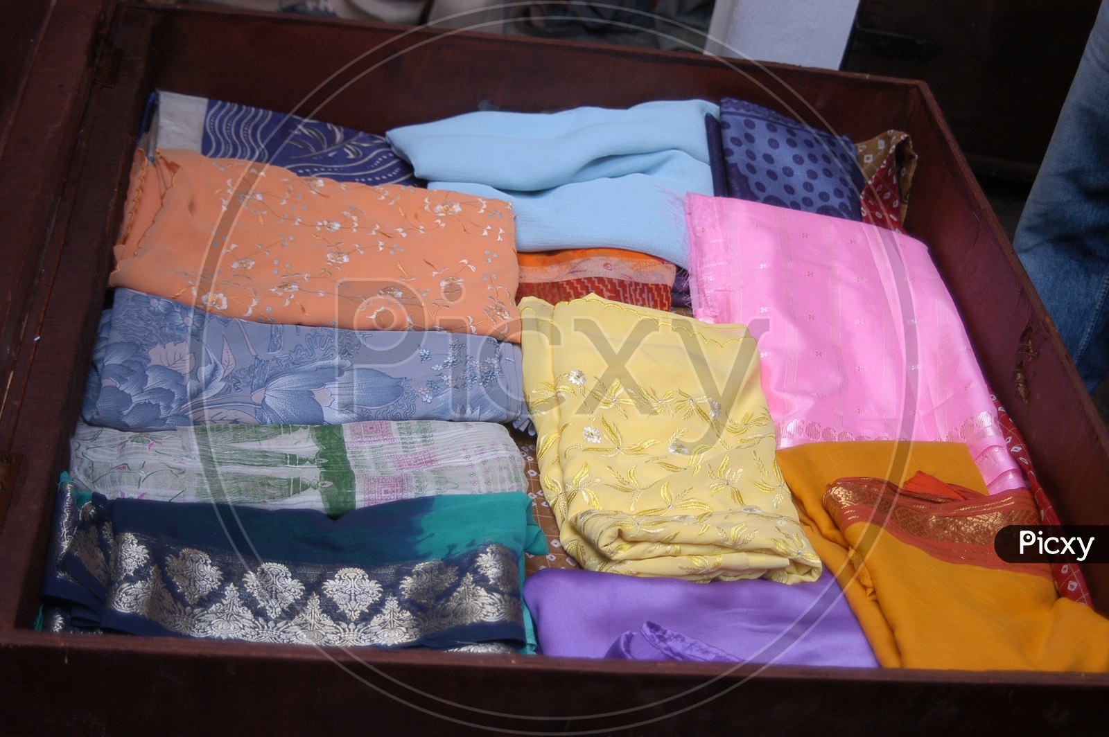 Sarees in a Wooden Box