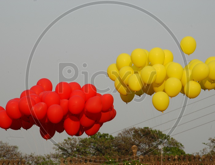 Balloons flying in air