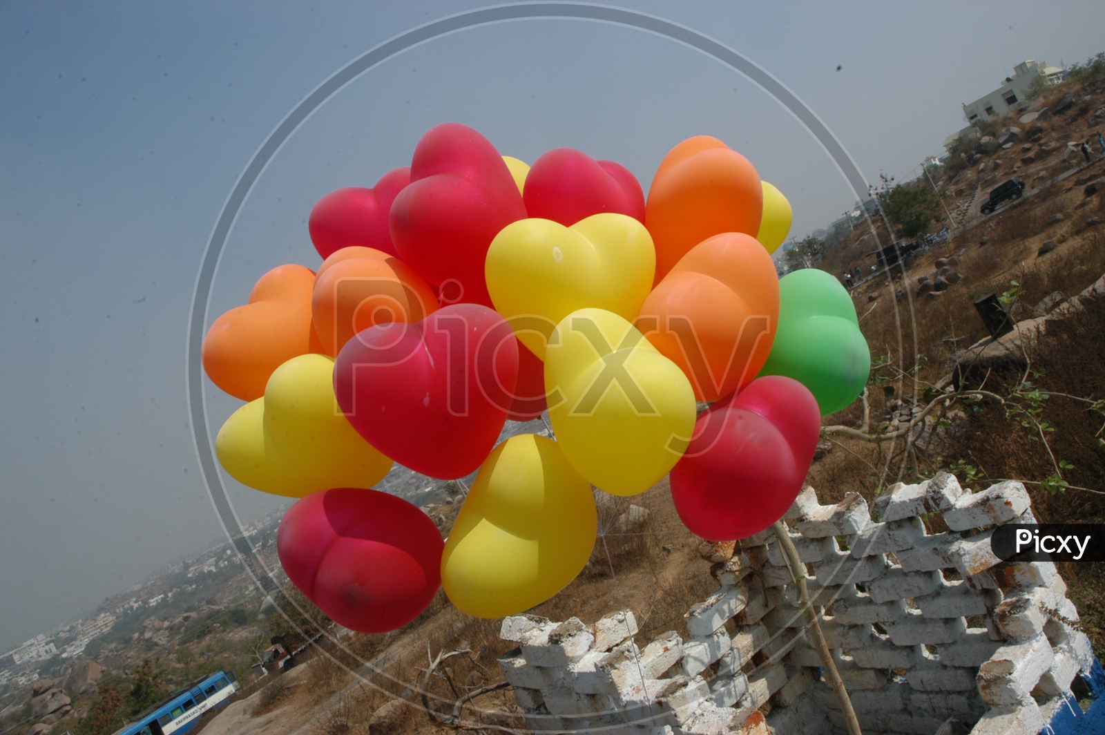Colorful love shaped balloons