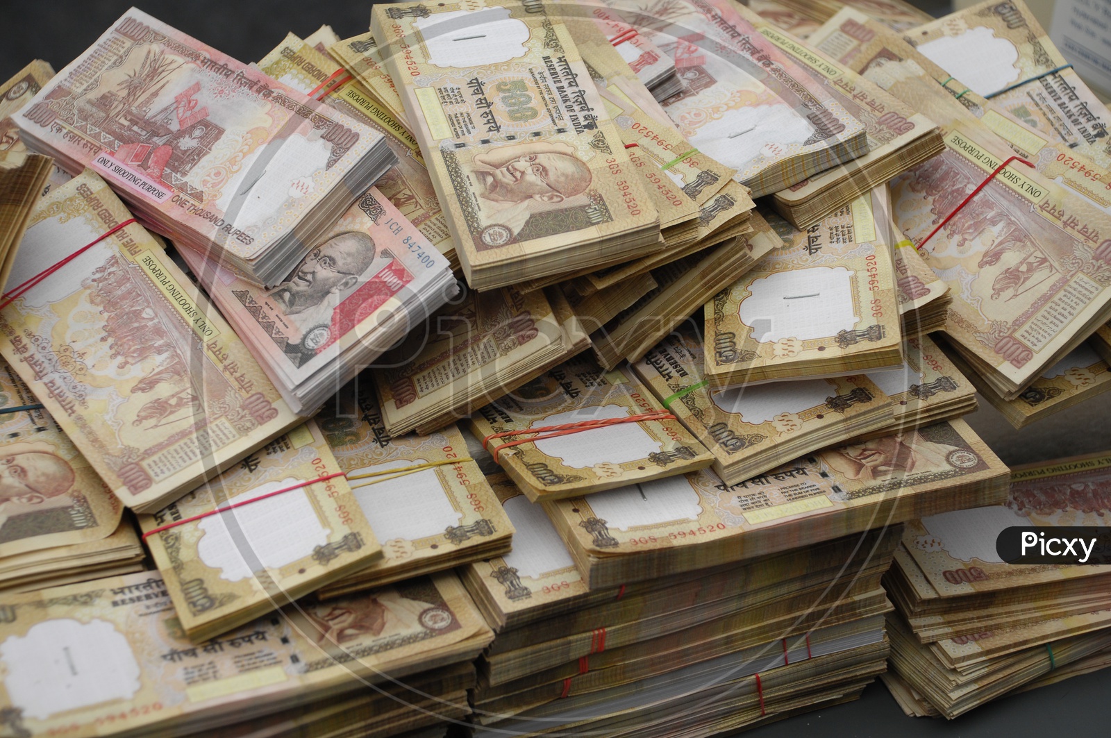 Indian Old Currency bundles   Closeup Shot