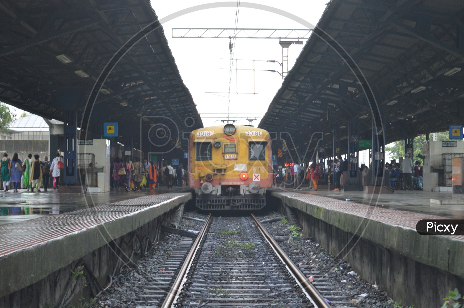 Mumbai local train in a railway station