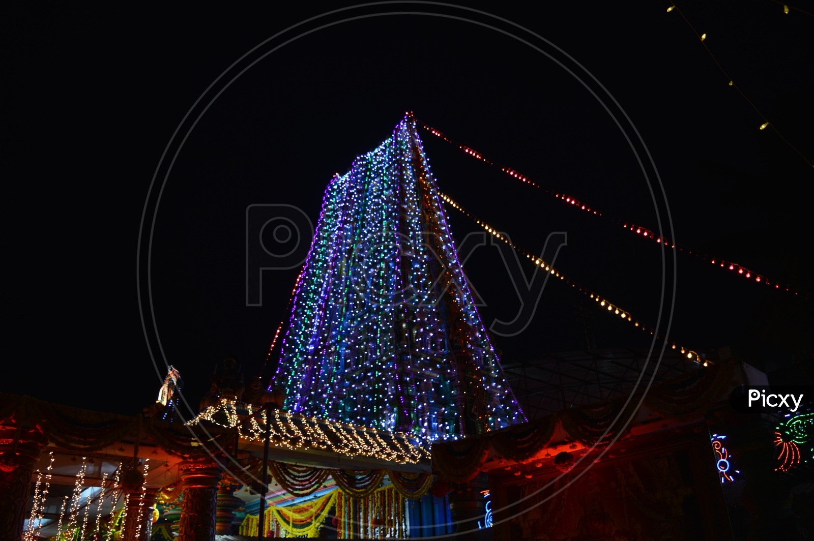 Peddamma Thalli Temple Decorated with lights