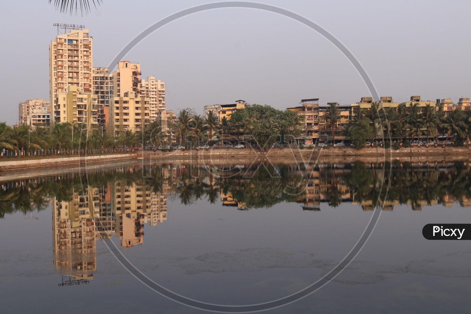 A View Of Reflection of High Rise Buildings on Water Pond