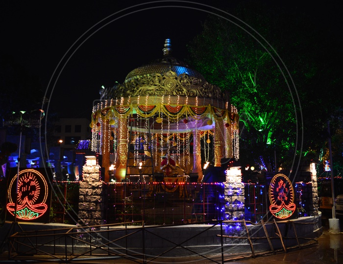 Peddamma Thalli Temple Decorated with lights