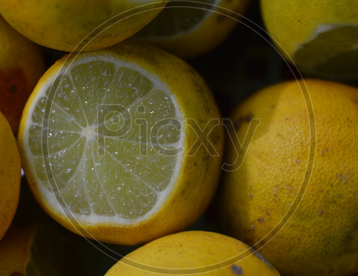 Lemon With Texture And patterns Representation Closeup Shot