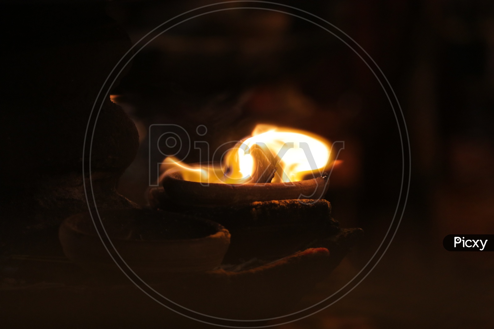 Flame of the Indian oil lamp