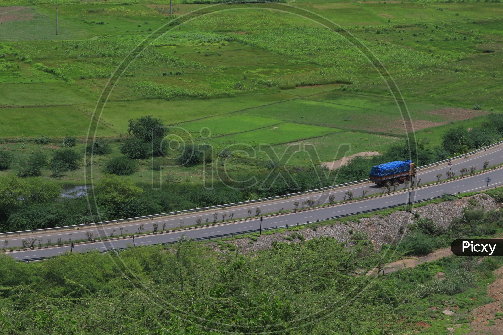 A truck on National highway 65 at Vijayawada
