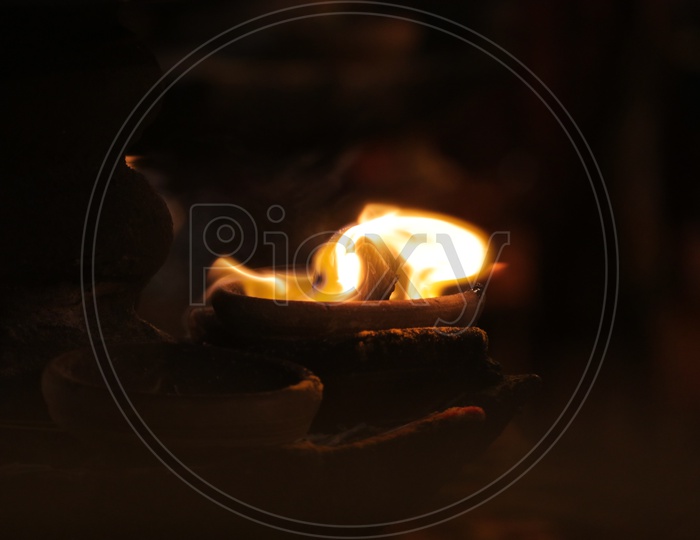 Flame of the Indian oil lamp