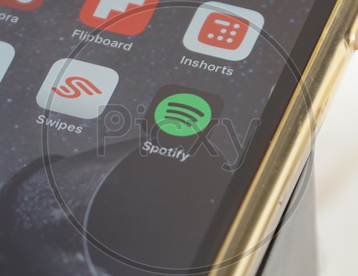 Close up shot of Spotify App on Mobile Screen