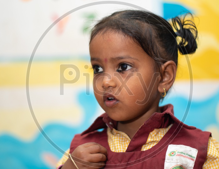 Portrait of a girl student  in an Anganwadi centre