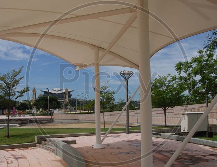 Sun Shade Shelters In a Park